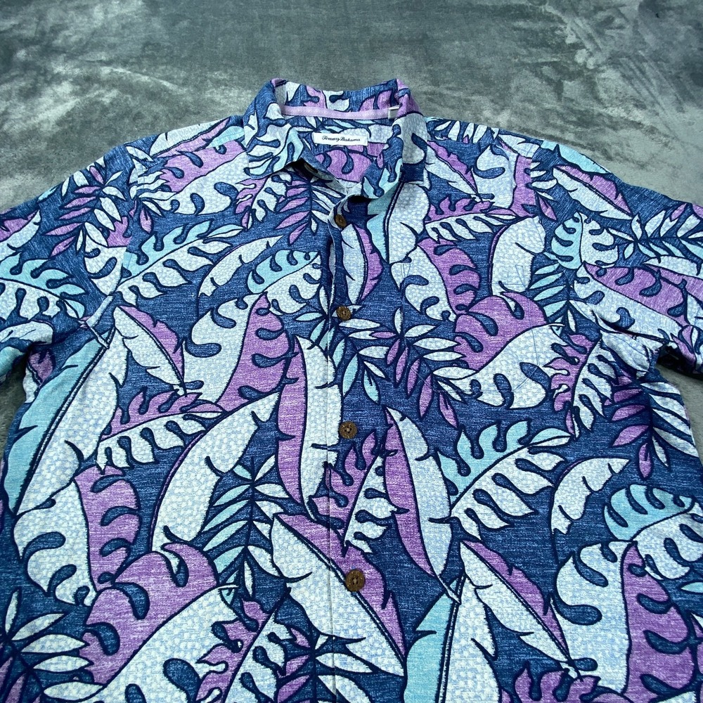 Tommy Bahama Shirt Men Medium Silk Blend Floral Aloha Dad Vacation Summer Cruise - Picture 2 of 8